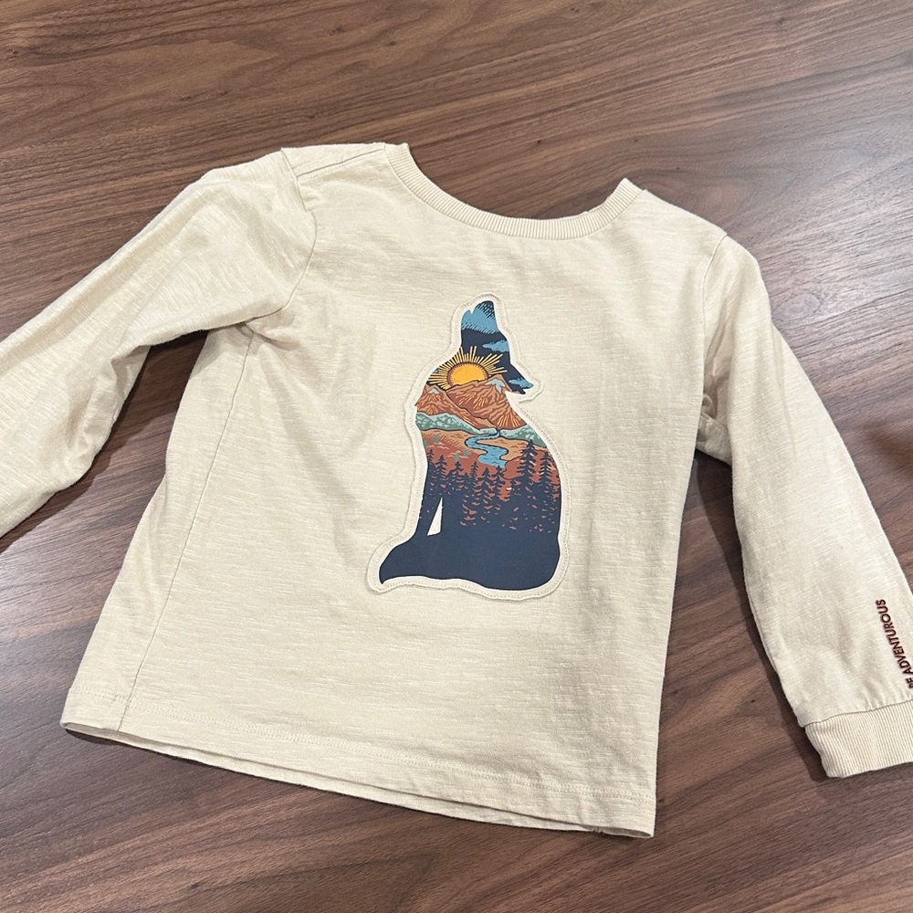 Aspen Rise Cream Long Sleeve Kids Tee with Nature Graphic